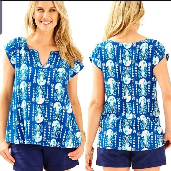 Lilly Pulitzer Shelley get in line jellyfish top - Picture 1 of 4